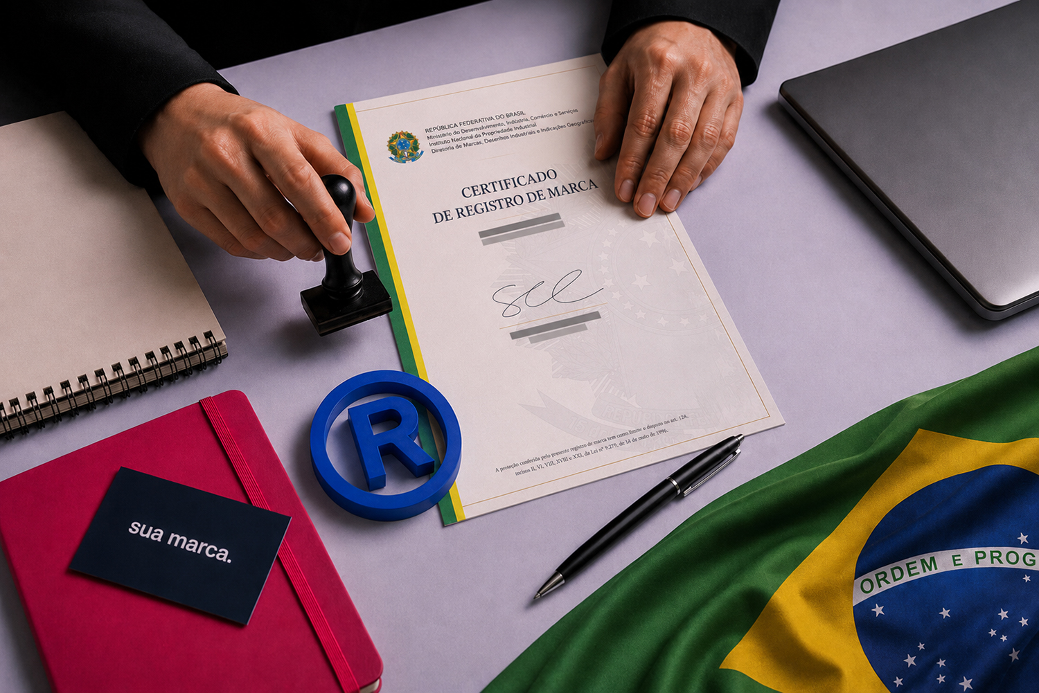 Imagem com o certificado de registro de marca no Brasil